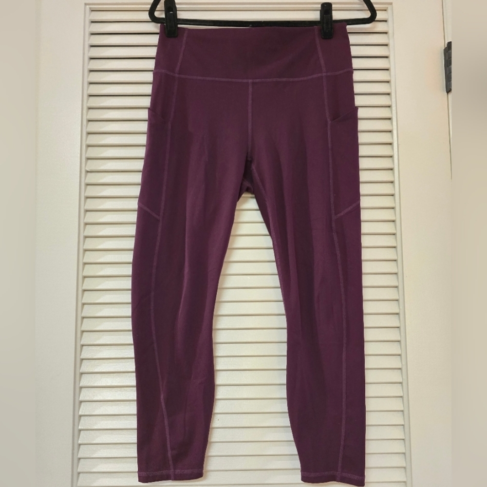 Fabletics - PureLuxe Burgundy Workout Athletic Leggings With Side Pockets